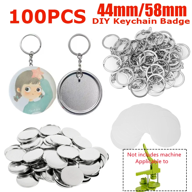 Button Badge Blank - 100PCS 빈 플라스틱/금속 단추 만들기 용품