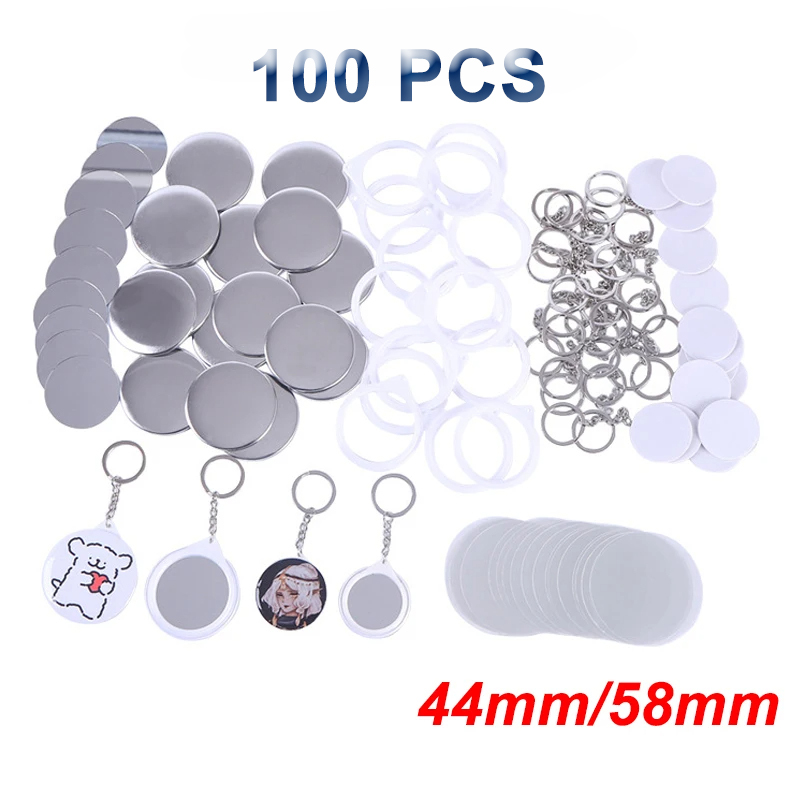 Button Badge Blank - 새로운 100PCS 열쇠 고리 거울 빈