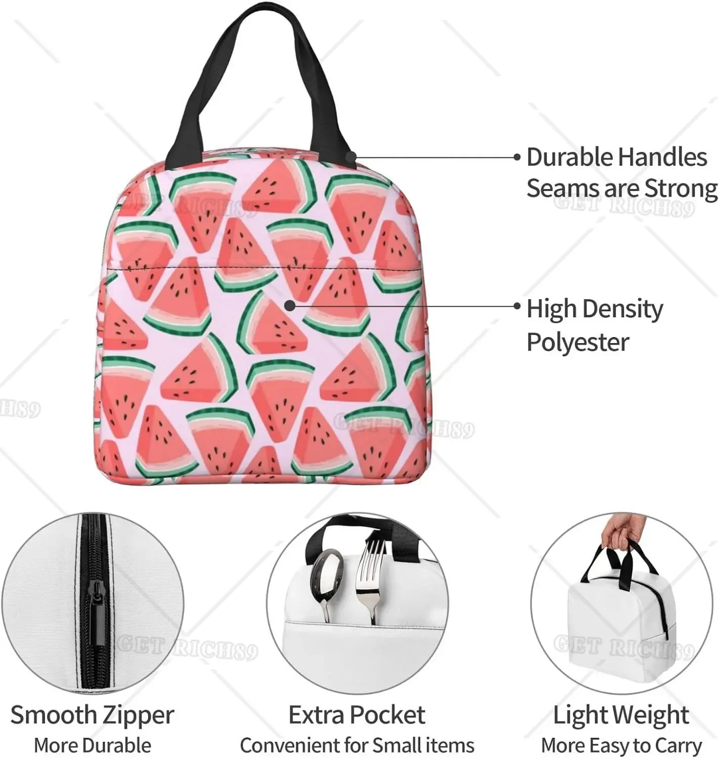 만화 수박 체리와 파인애플 재사용 가능한 점심 가방 절 - Tote Bag Sublimation 리뷰 및 가격