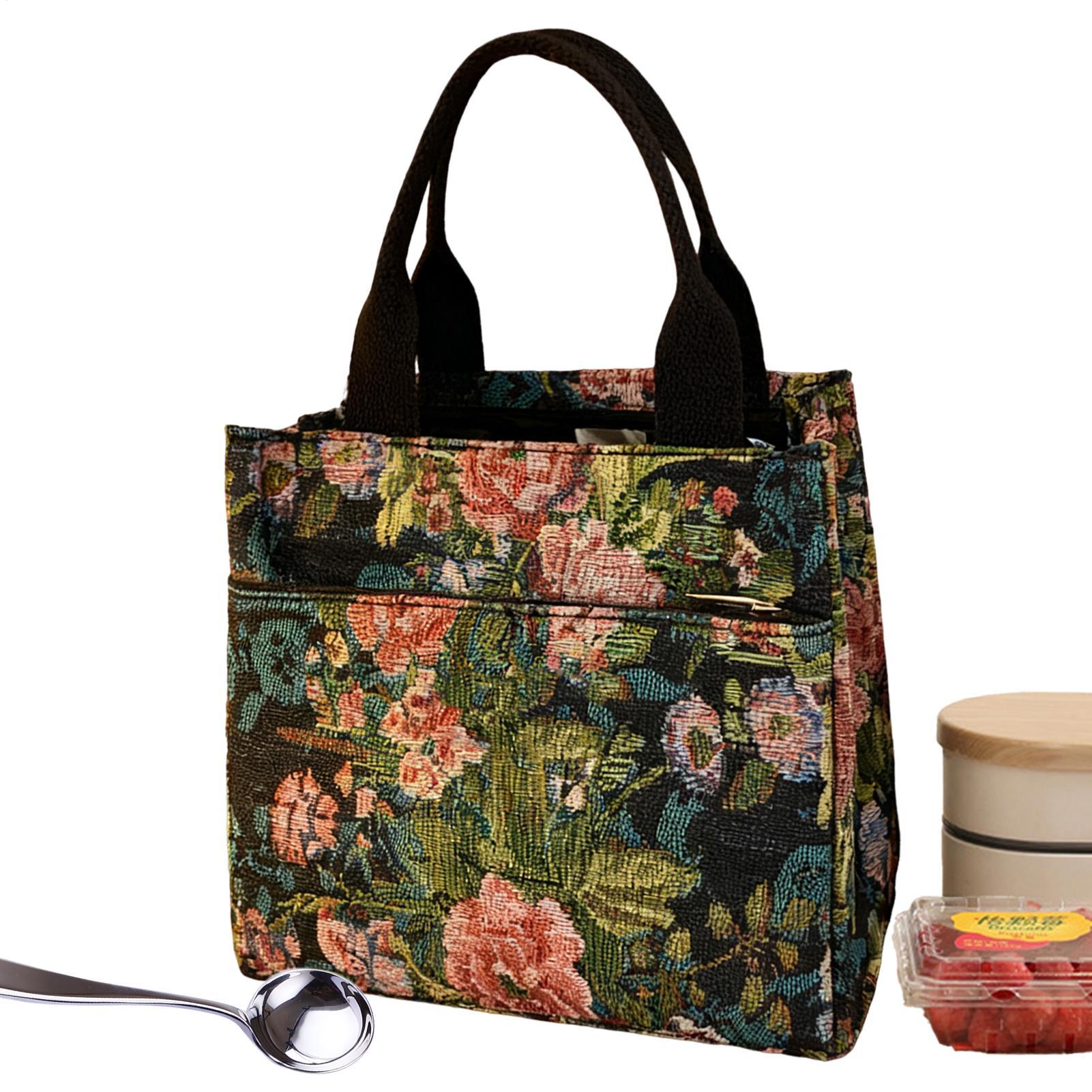단열 도시락 가방 꽃무늬 방수 도시락 가방 여성용 직장 - Tote Bag Sublimation 리뷰 및 가격