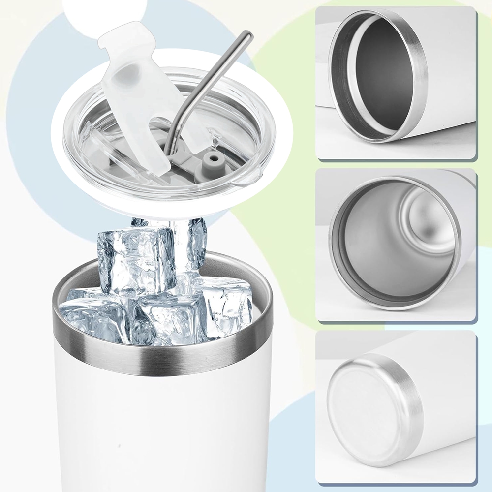 20온스 텀블러 머그컵(뚜껑, 빨대 포함) 스테인리스  - Tumbler 20Oz White 리뷰 및 가격